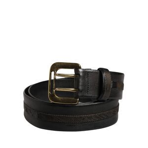 PLEIN SUD Black Leather Gold Metal Buckle Waist Women Women's Belt (Pre-Owned)